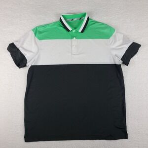 Puma Polo Shirt Men 2XL XXL Black White Green Coloblock Performance Short Sleeve